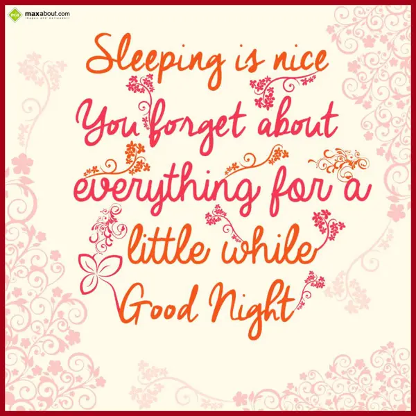 Good Night Greetings Wishes: Sleeping is nice. Yo