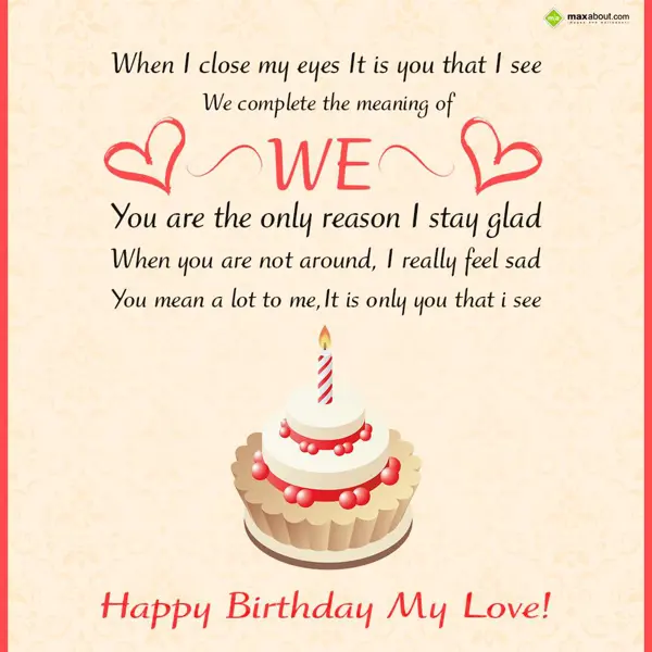 Birthday Love Greetings Wishes: When I close my eyes