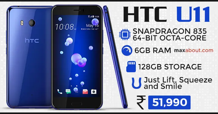 HTC U11 'Squeezable Smartphone' Launched in India @ INR 51,990