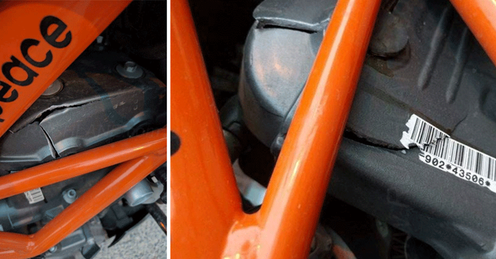 KTM Duke 390 Engine Cover Cracked While Riding @ 30 kmph