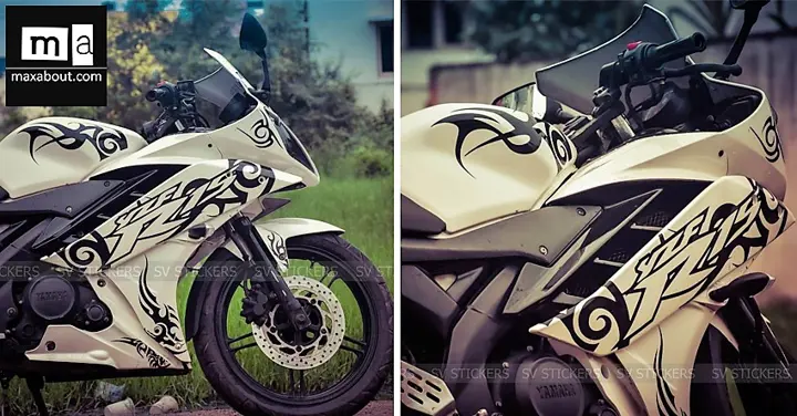 White Yamaha R15 V2 with Black Decals by SV Stickers