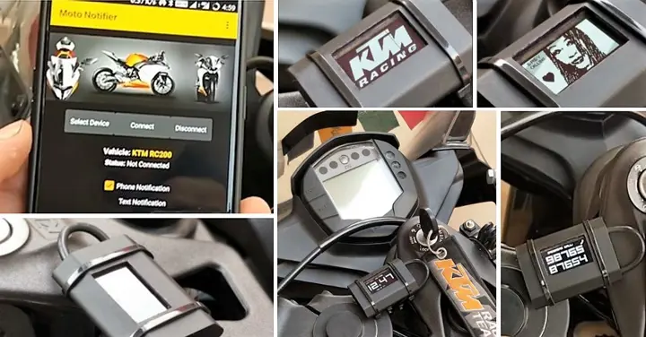 KTM RC 200 Equipped with Bluetooth OLED Smart Display Featuring Moto Notifier App