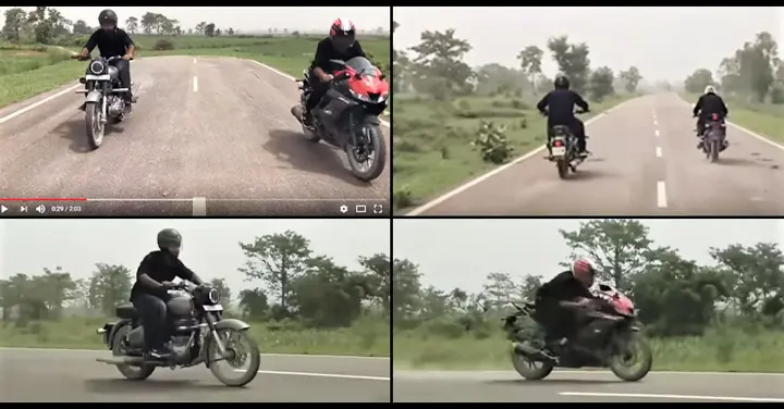 Royal Enfield Classic 350 vs. Yamaha R15 V3 (Drag Race Video by 2Wheels 24/7)
