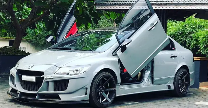 Modified Honda Civic with Scissor Doors & Transformers Autobot Logo