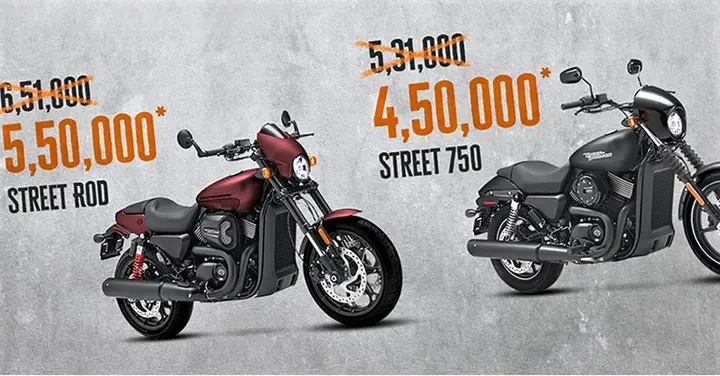 Up to INR 1.01 Lakh Discount on Harley Street 750 & Street Rod in India