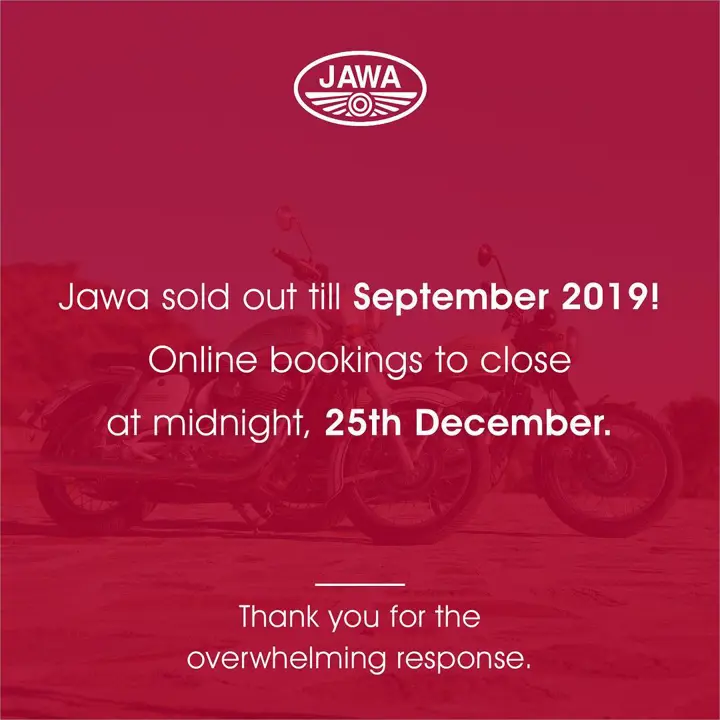 Jawa Motorcycles Sold Out in India
