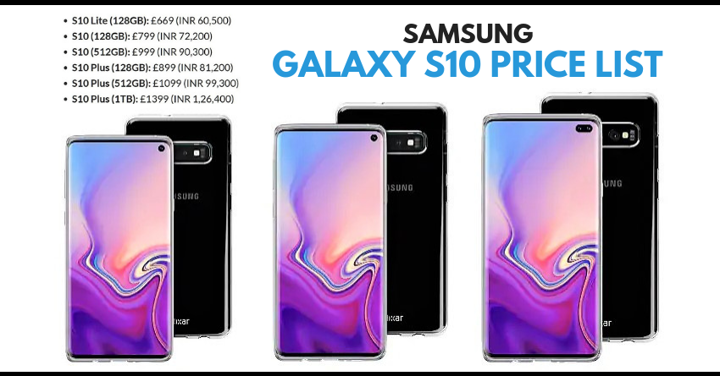 Samsung Galaxy S10 Price List Leaked Ahead of Launch in 2019