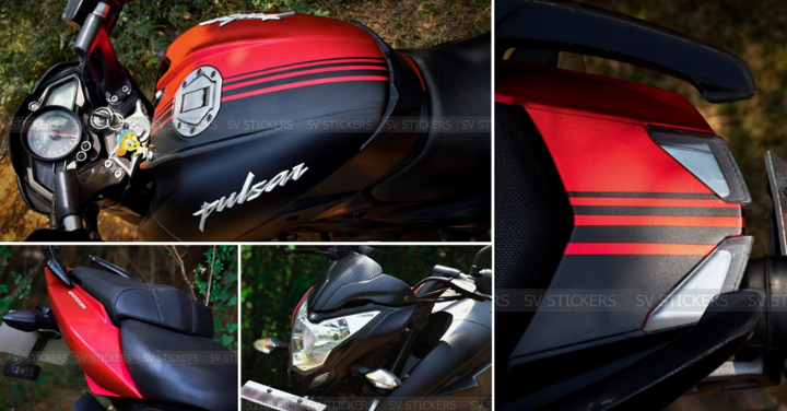 Meet Matte Red-Black Dual-Tone Bajaj Pulsar NS200 by SV Stickers