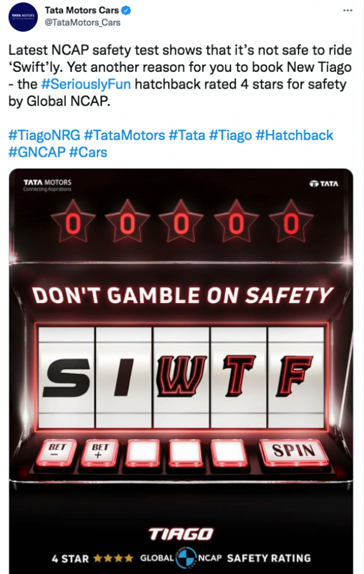 Tata Motors Takes a Dig at Suzuki Swift