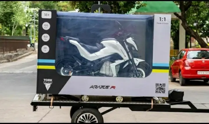Tork Kratos R Motorcycle Delivered in a 1:1 Scale Model Box