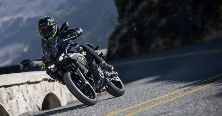 A rider riding on the Kawasaki Ninja 500 